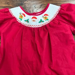 Christmas Santa and reindeer outfit with smocking.